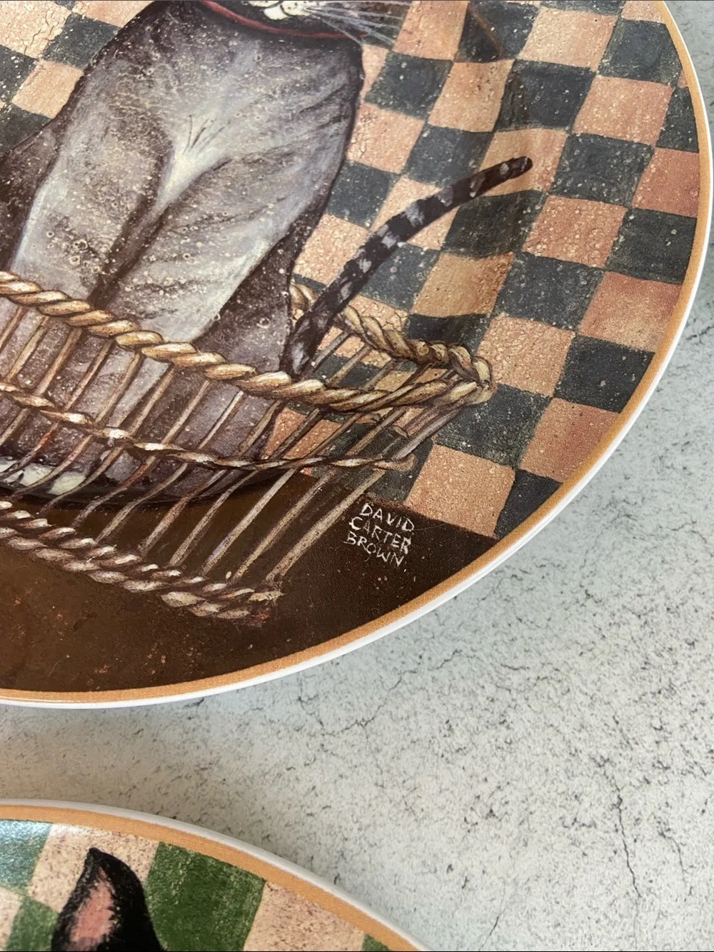 DC Brown Country Kitties David Carter Brown Cat Salad Dessert Plates Set of 4